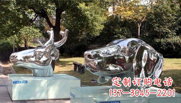 南京不锈钢动物十二生肖头象雕塑