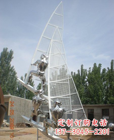 南京海上航行不锈钢帆船雕塑