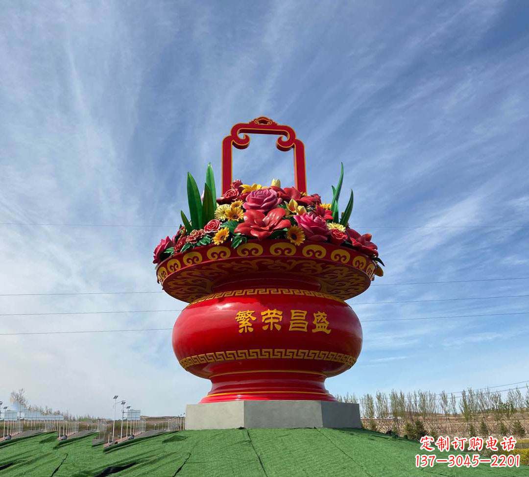 南京不锈钢花篮雕塑象征繁荣昌盛