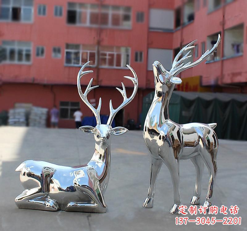 南京不锈钢仿真动物梅花鹿雕塑