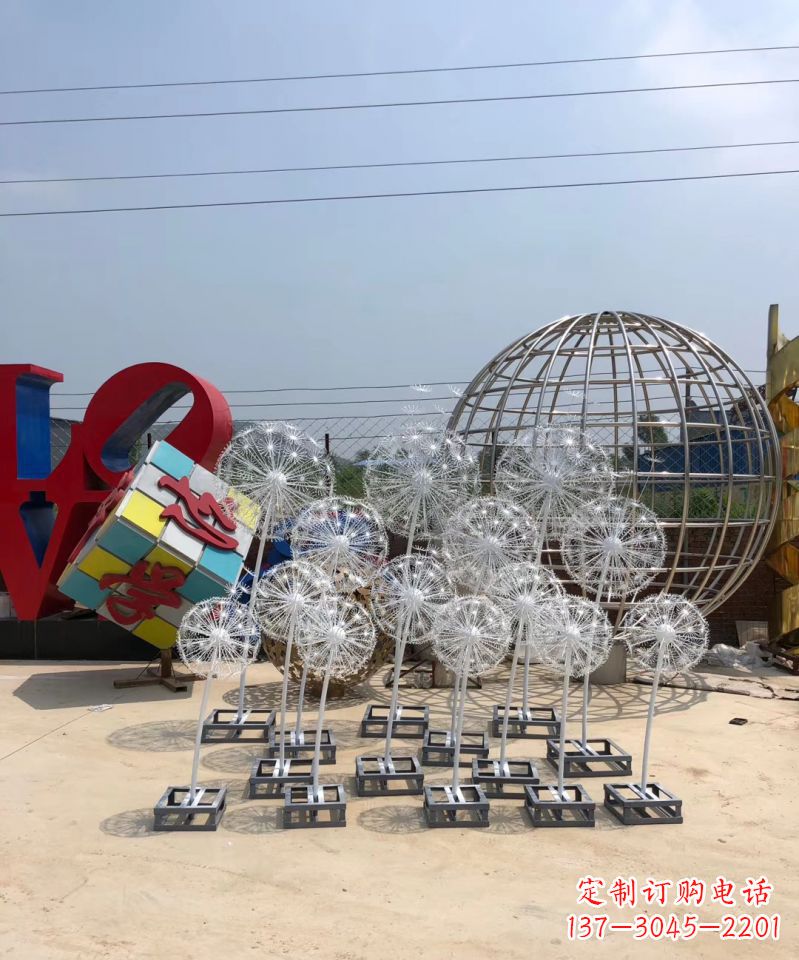 南京不锈钢仿真蒲公英雕塑园林景观不锈钢雕塑