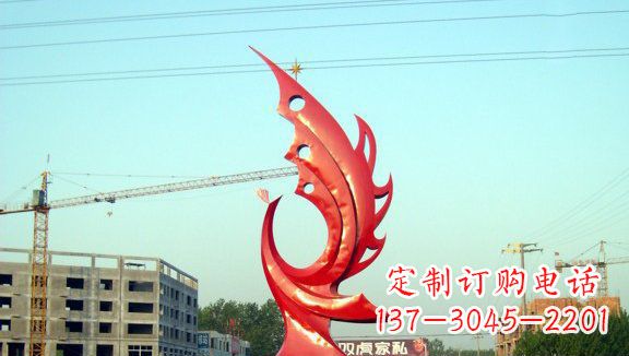 南京凤凰城市的不锈钢雕塑