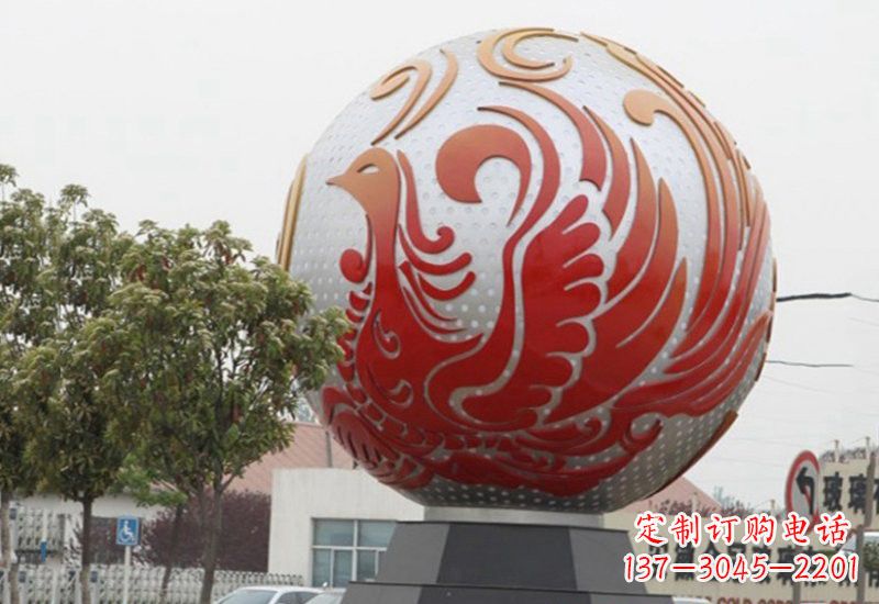 南京不锈钢凤凰浮雕圆球雕塑精美雕塑把艺术带到生活中