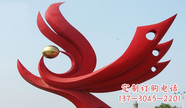 南京不锈钢凤凰龙珠雕塑