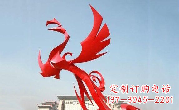 南京不锈钢凤凰展翅雕塑精致的艺术品