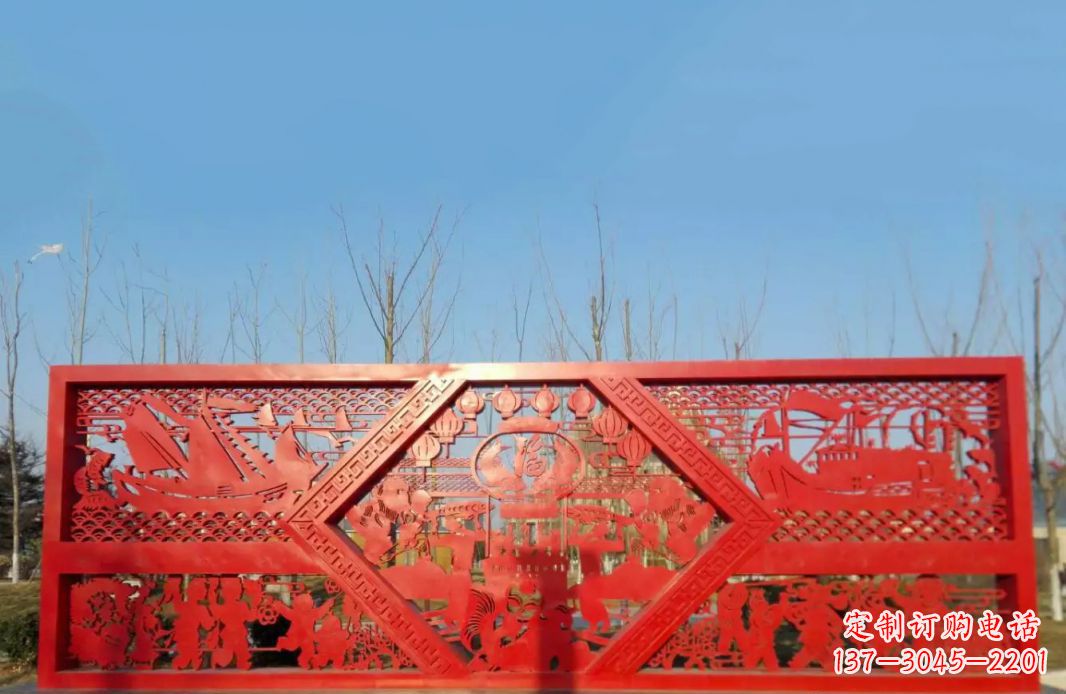南京不锈钢福字剪纸广场景观雕塑
