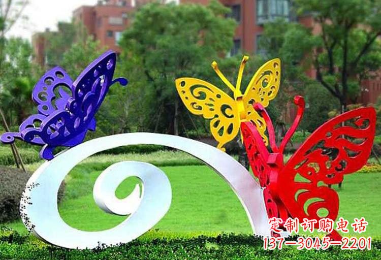 南京彩色蝴蝶雕塑,点亮不锈钢公园