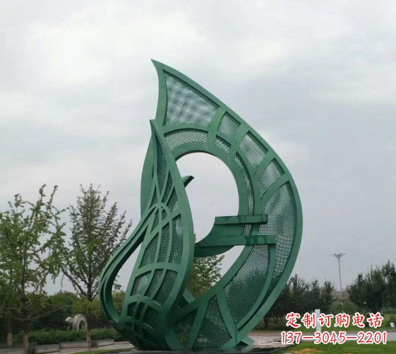 南京不锈钢公园大型镂空树叶雕塑