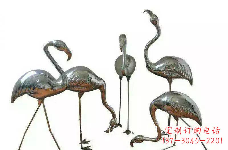 南京不锈钢公园动物火烈鸟雕塑