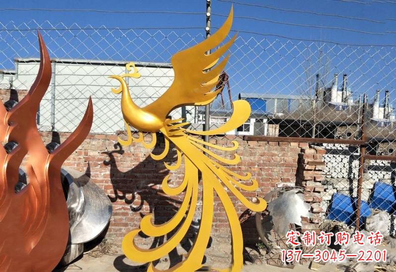 南京不锈钢公园金色凤凰雕塑