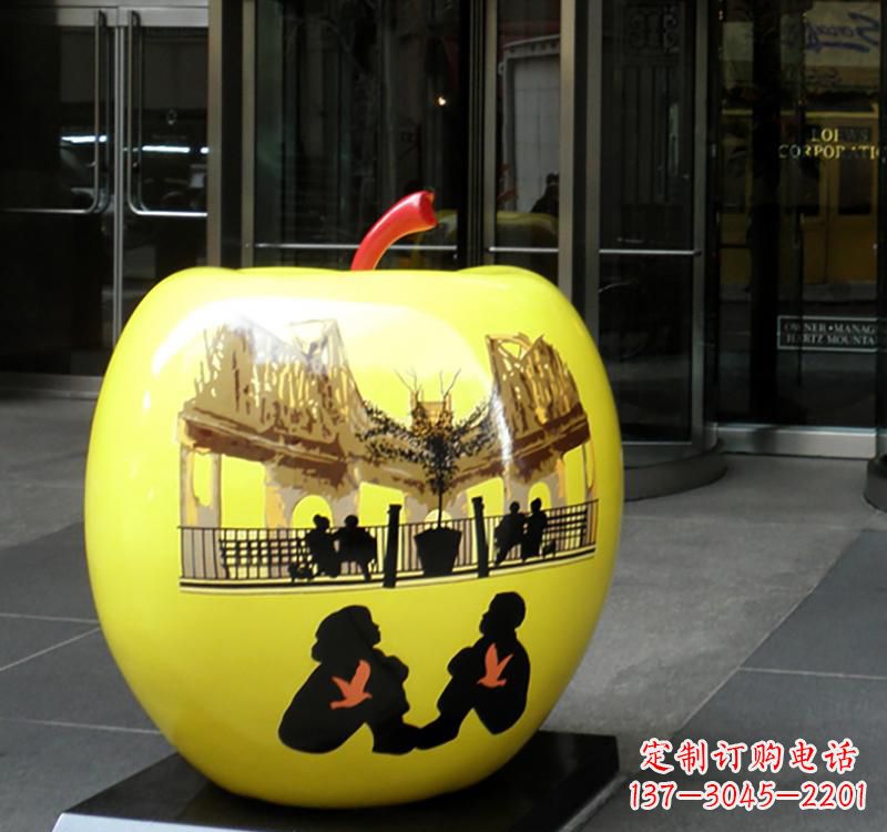 南京不锈钢公园景观苹果雕塑