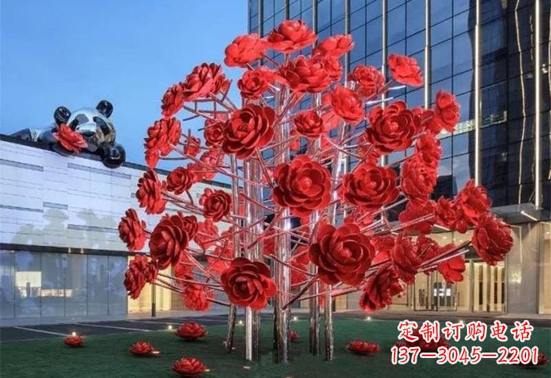 南京不锈钢公园玫瑰花树雕塑——让玫瑰长驻公园