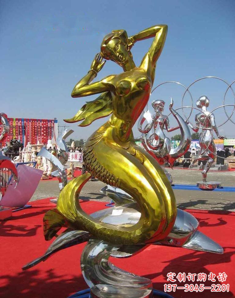 南京不锈钢美人鱼雕塑——美丽的象征