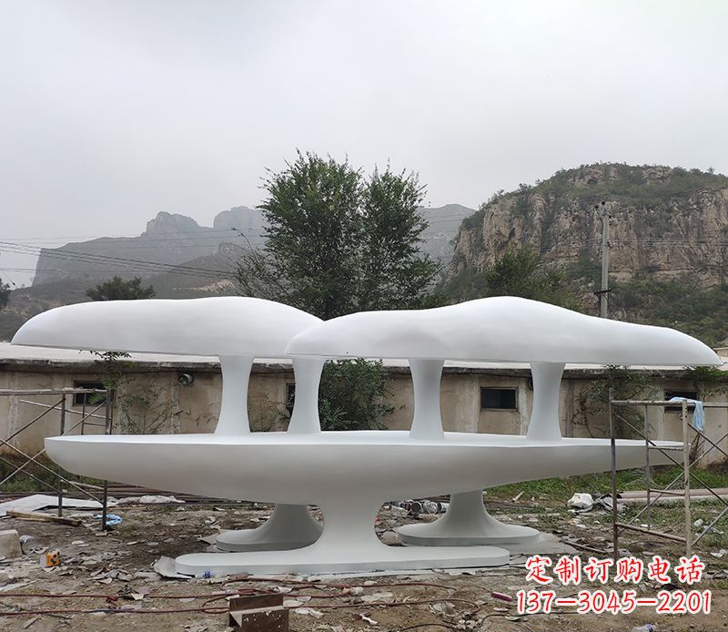 南京不锈钢公园蘑菇云朵景观雕塑 