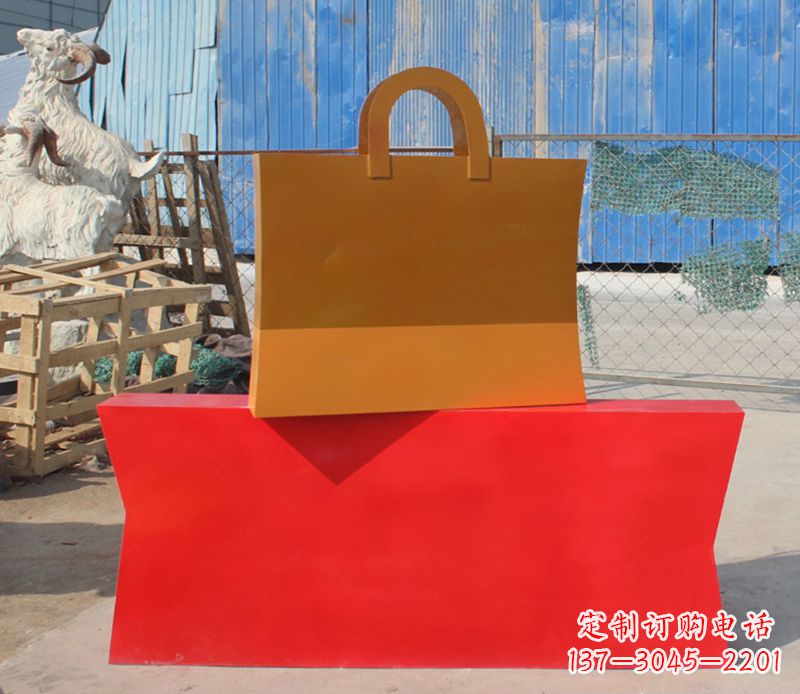 南京精美不锈钢购物袋雕塑