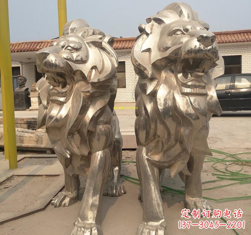 南京不锈钢广场动物狮子雕塑