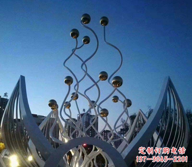 南京不锈钢广场荷花雕塑
