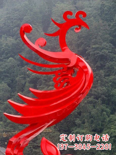 南京不锈钢广场红色凤凰雕塑