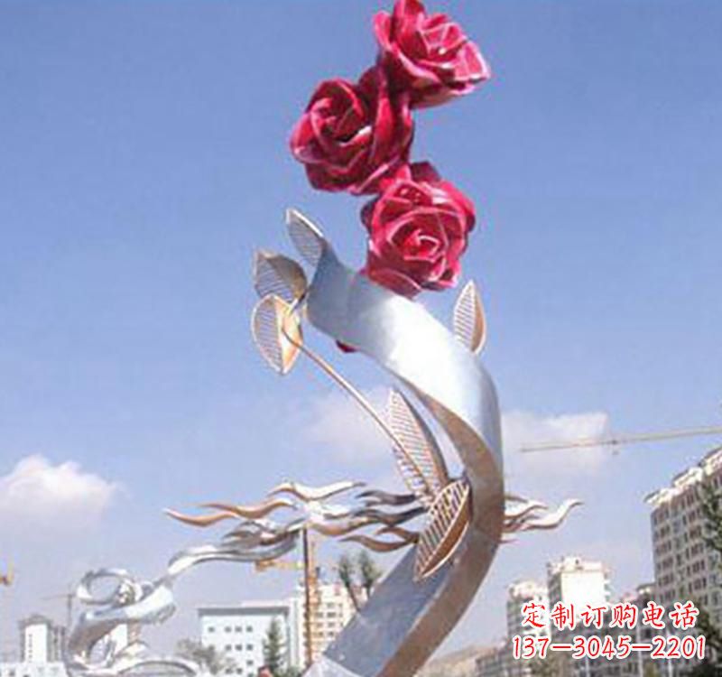 南京不锈钢玫瑰雕塑,点缀广场景观