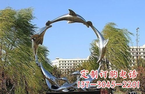 南京不锈钢海豚雕塑 (2)