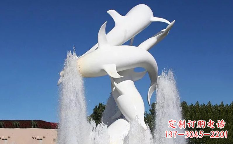 南京不锈钢海豚喷泉雕塑 (3)