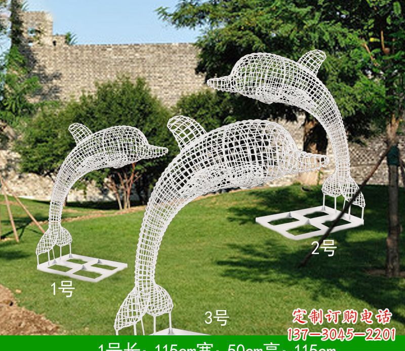 南京不锈钢海豚组合雕塑
