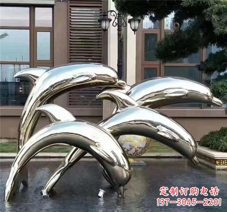 南京不锈钢海洋动物雕塑——海豚
