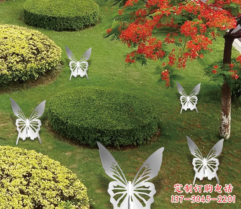 南京灵动飞舞不锈钢蝴蝶雕塑