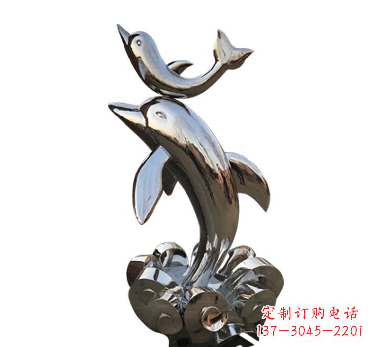 南京不锈钢户外动物海豚雕塑