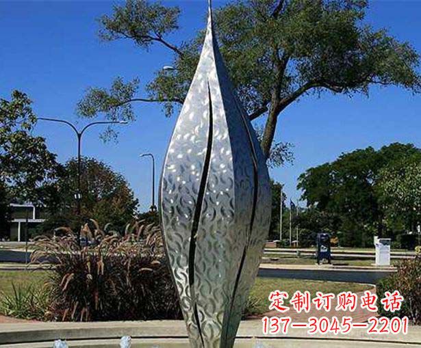 南京不锈钢花骨朵喷泉雕塑精致细节展现精美艺术