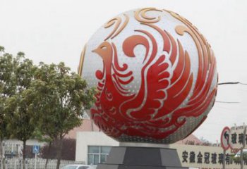 南京不锈钢凤凰浮雕圆球雕塑精美雕塑把艺术带到生活中