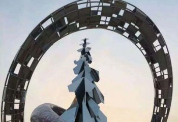 南京不锈钢松树祥云雕塑