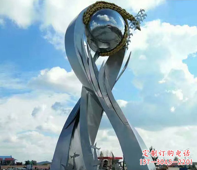 南京不锈钢环球和平鸽雕塑