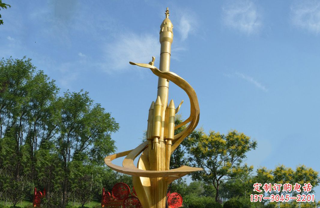 南京火箭飞向蓝天不锈钢火箭广场景观雕塑