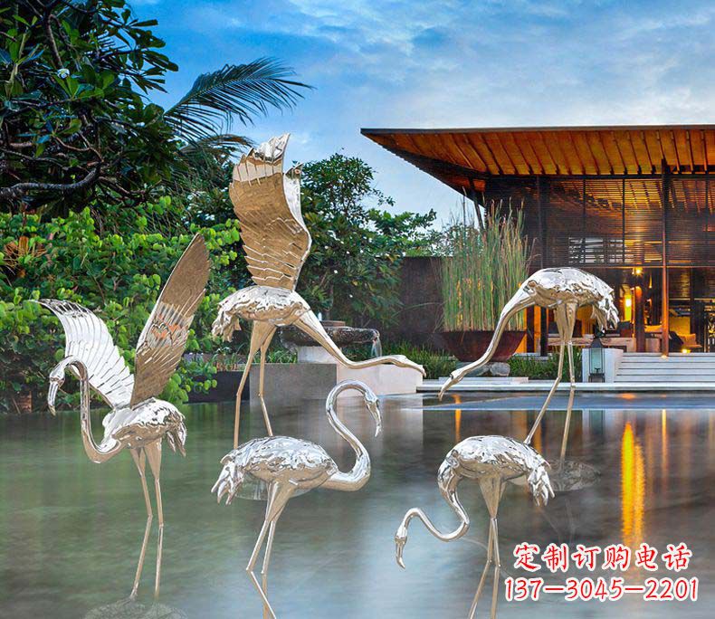 南京精美不锈钢火烈鸟雕塑
