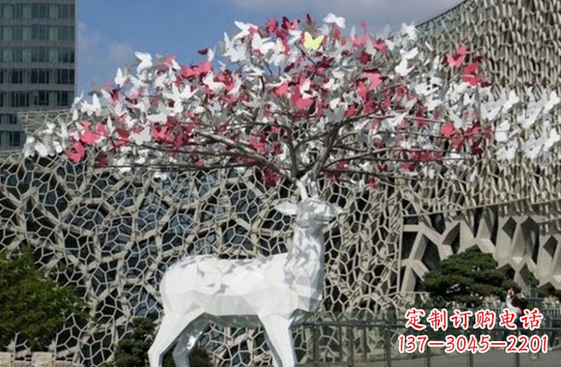 南京不锈钢几何小鹿雕塑222