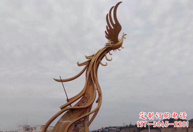 南京不锈钢凤凰雕塑精致美观