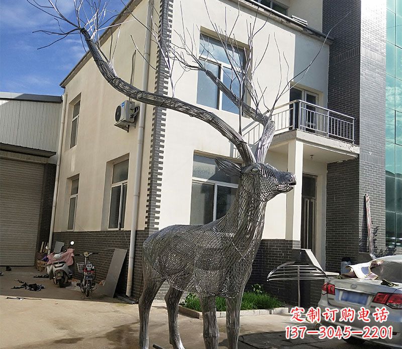 南京不锈钢景观梅花鹿雕塑美丽的艺术精品