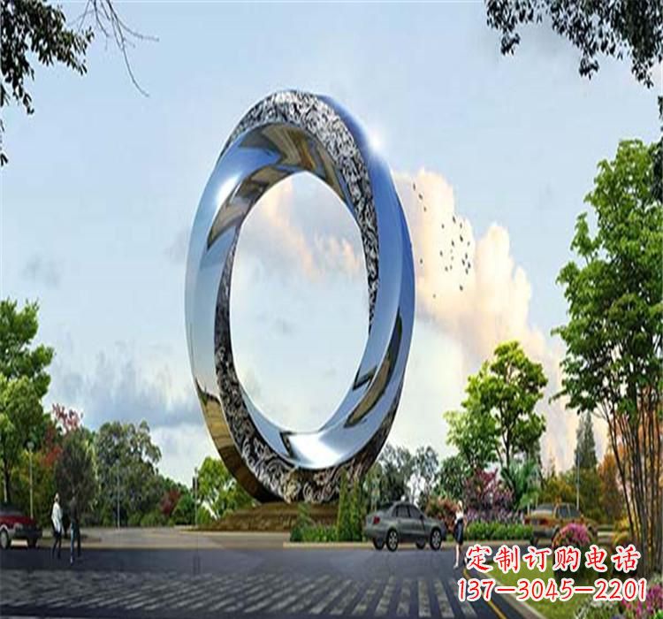 南京不锈钢圆环雕塑美丽的空间装饰