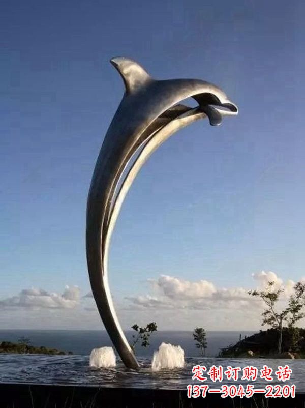 南京不锈钢景区大型抽象海豚雕塑