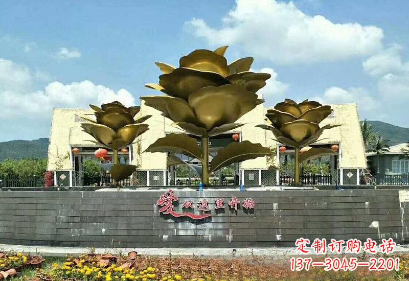 南京不锈钢景区玫瑰花雕塑