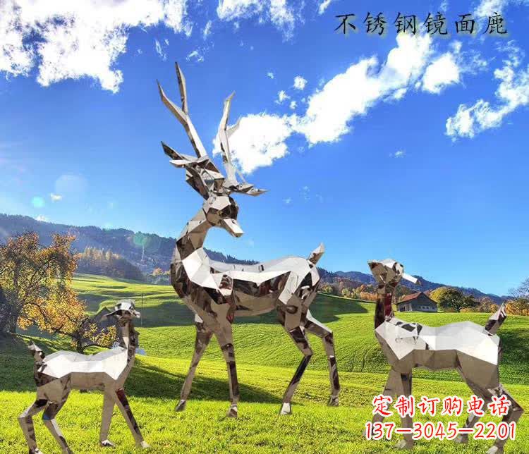 南京不锈钢鹿精美的动物雕塑