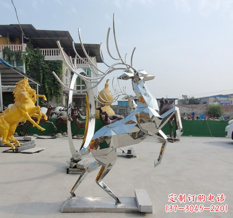南京精美不锈钢镜面动物鹿雕塑