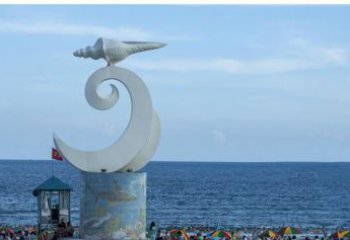 南京海浪与海螺雕塑的结合——不锈钢景区的美景