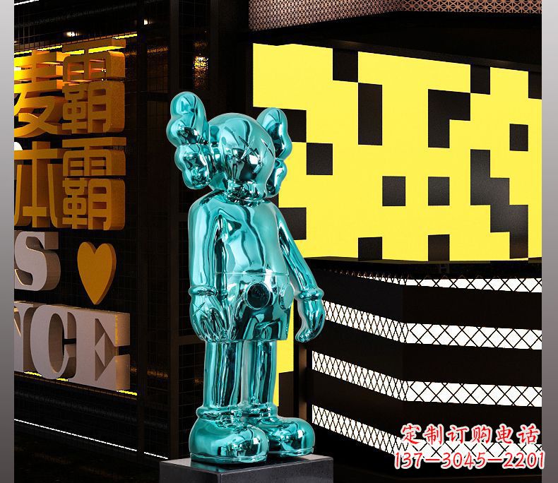 南京不锈钢蓝色机器人雕塑