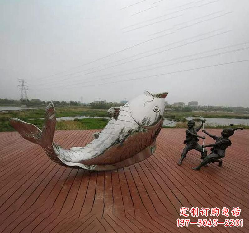 南京不锈钢鲤鱼雕塑传承中国文化
