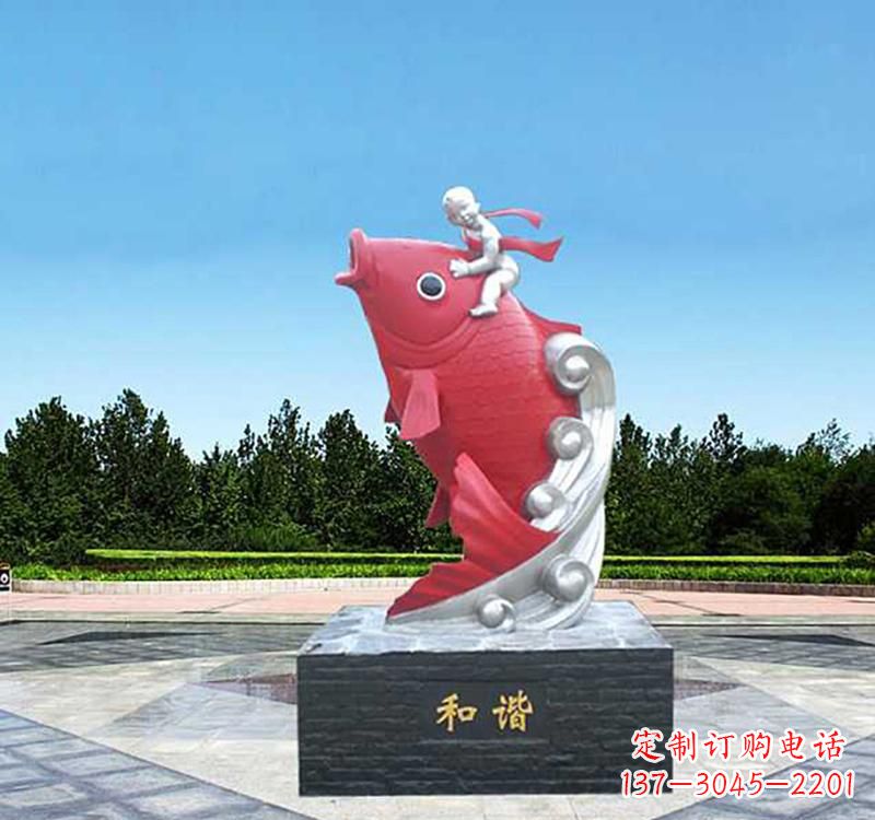 南京不锈钢鲤鱼雕塑精美绝伦
