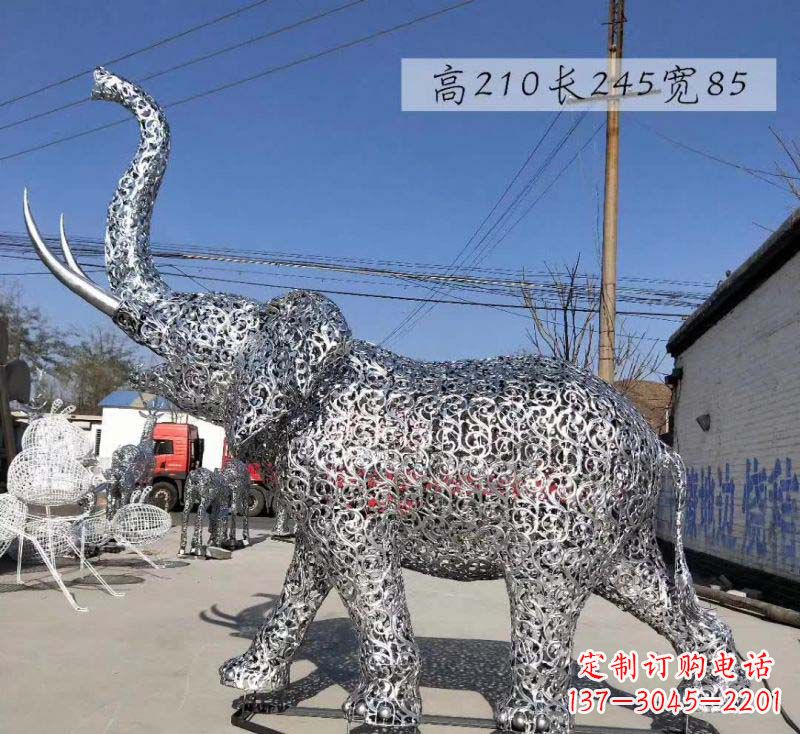 南京不锈钢镂空大象雕塑精美绝伦的艺术品
