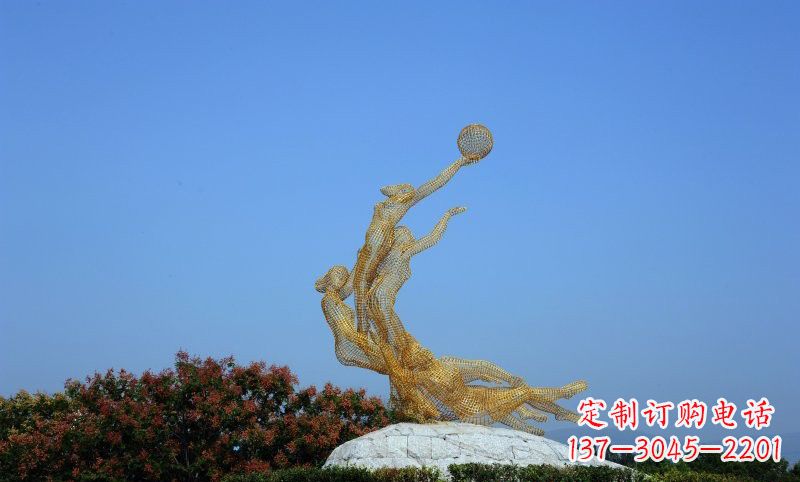 南京不锈钢镂空女排运动员雕塑