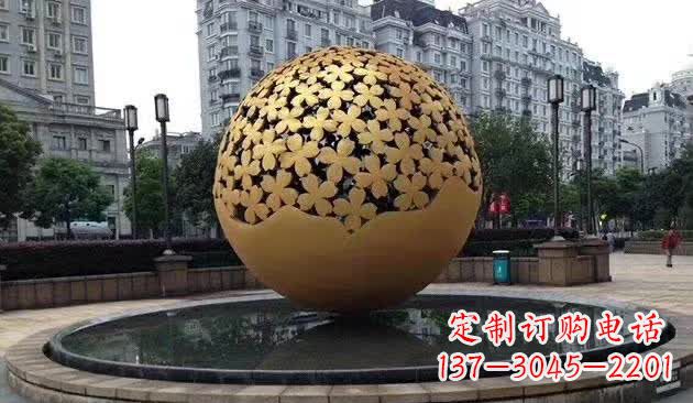 南京不锈钢镂空球喷泉雕塑——精致美观